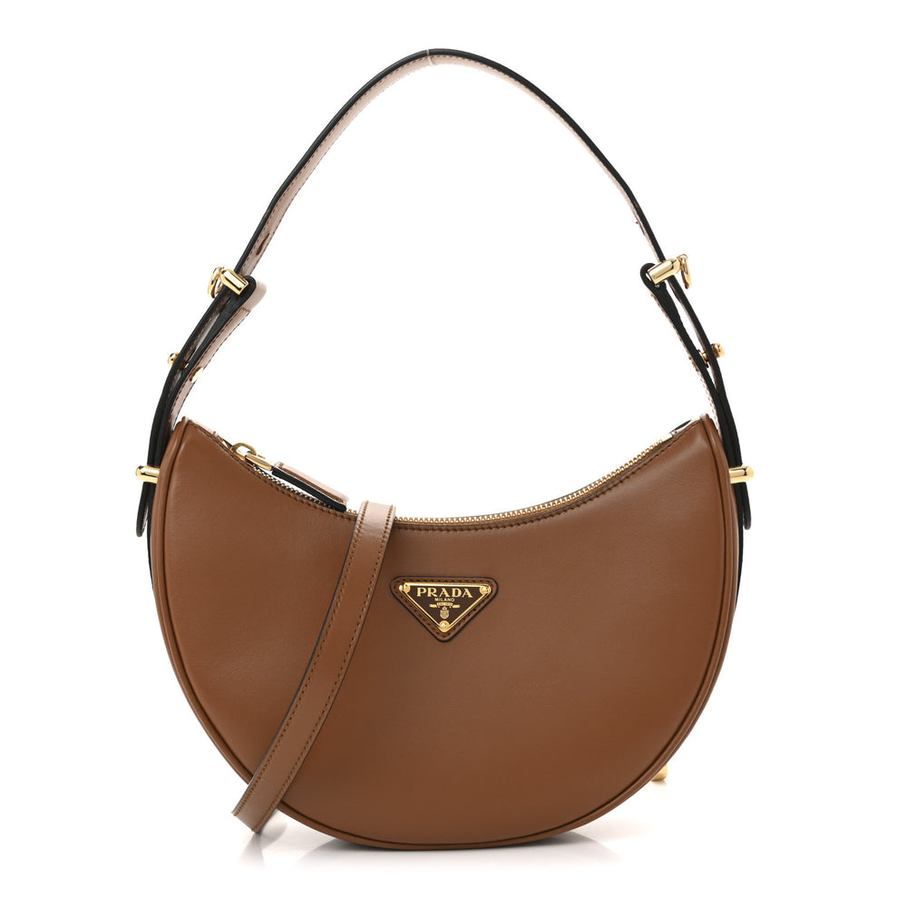 Soft Calfskin Arque Shoulder Bag Cognac