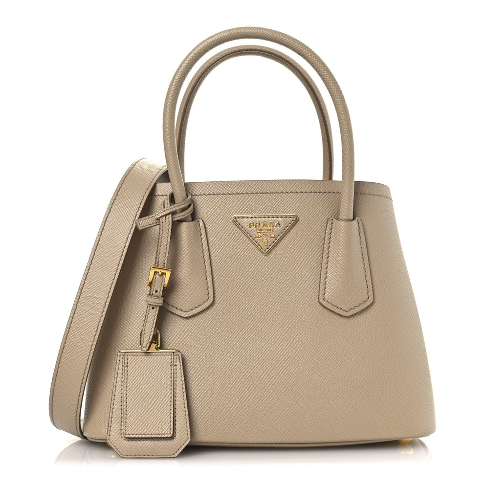 Saffiano Cuir Mini Double Bag Sabbia