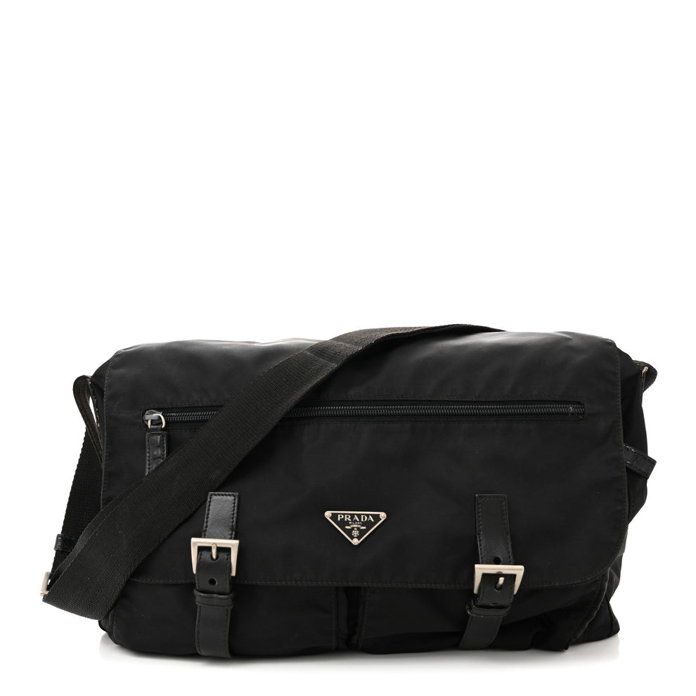 Tessuto Nylon Saffiano Vela Messenger Bag Black