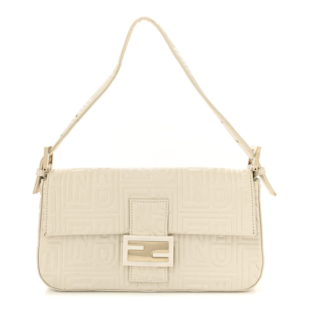 Nappa Logo Embossed Baguette White