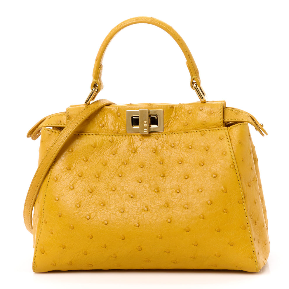 Ostrich Shiny Nappa Mini Peekaboo Iconic Satchel Sunflower