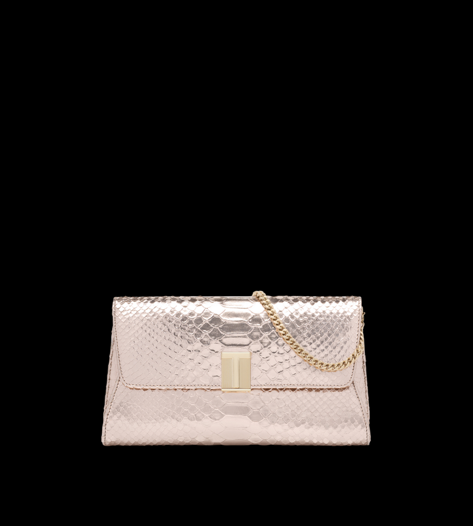 LAMINATED STAMPED PYTHON NOBILE CLUTCH