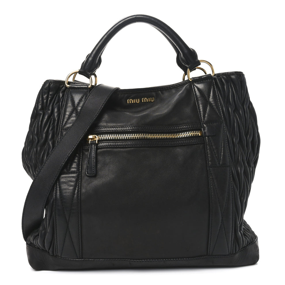 Nappa Matelasse Top Handle Black