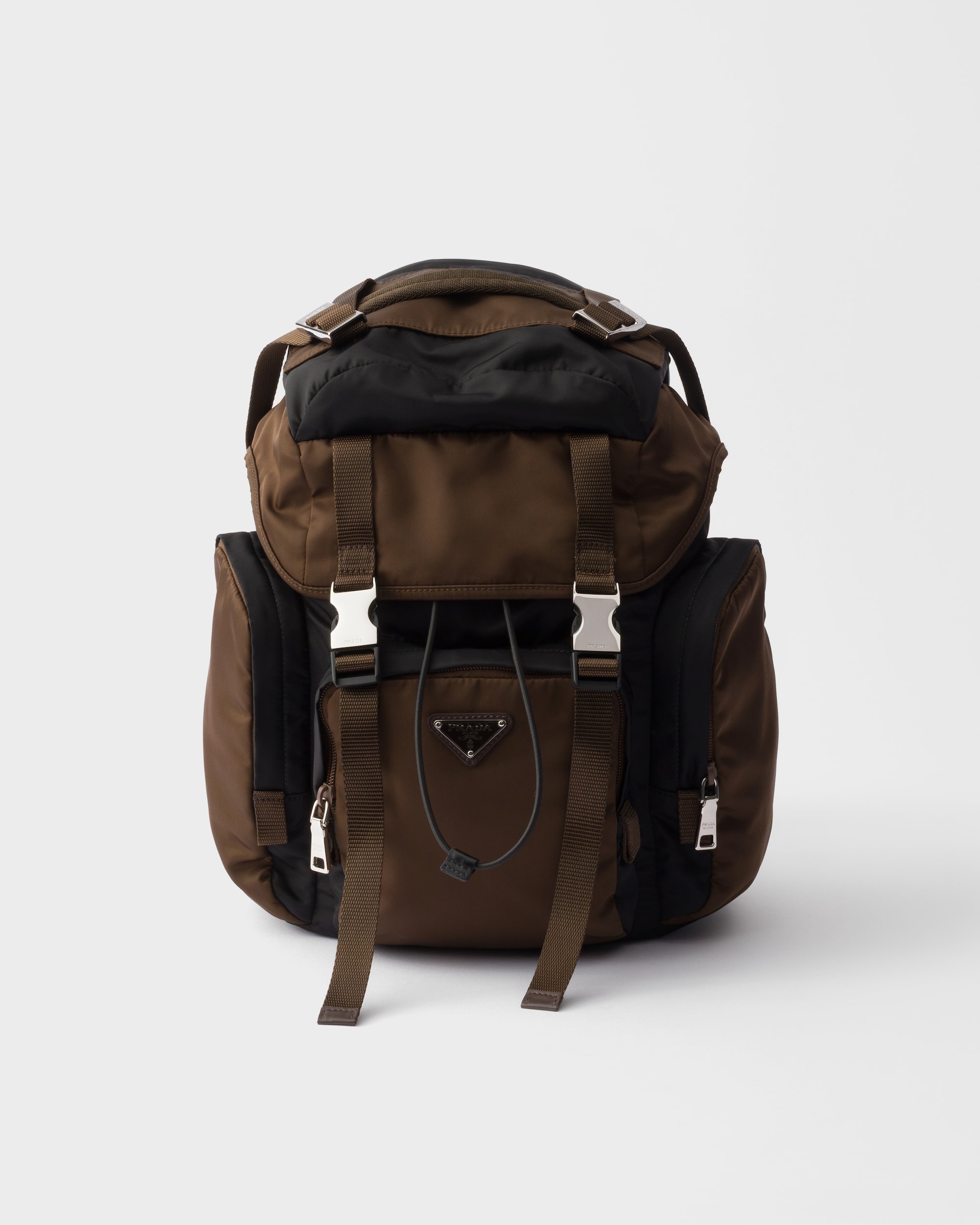 Re-Nylon and leather backpack