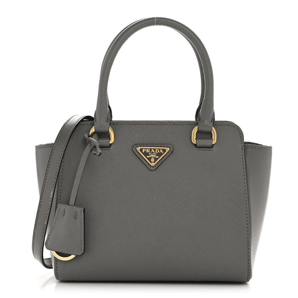 Saffiano Soft Calfskin Mini Zippered Tote Marmo