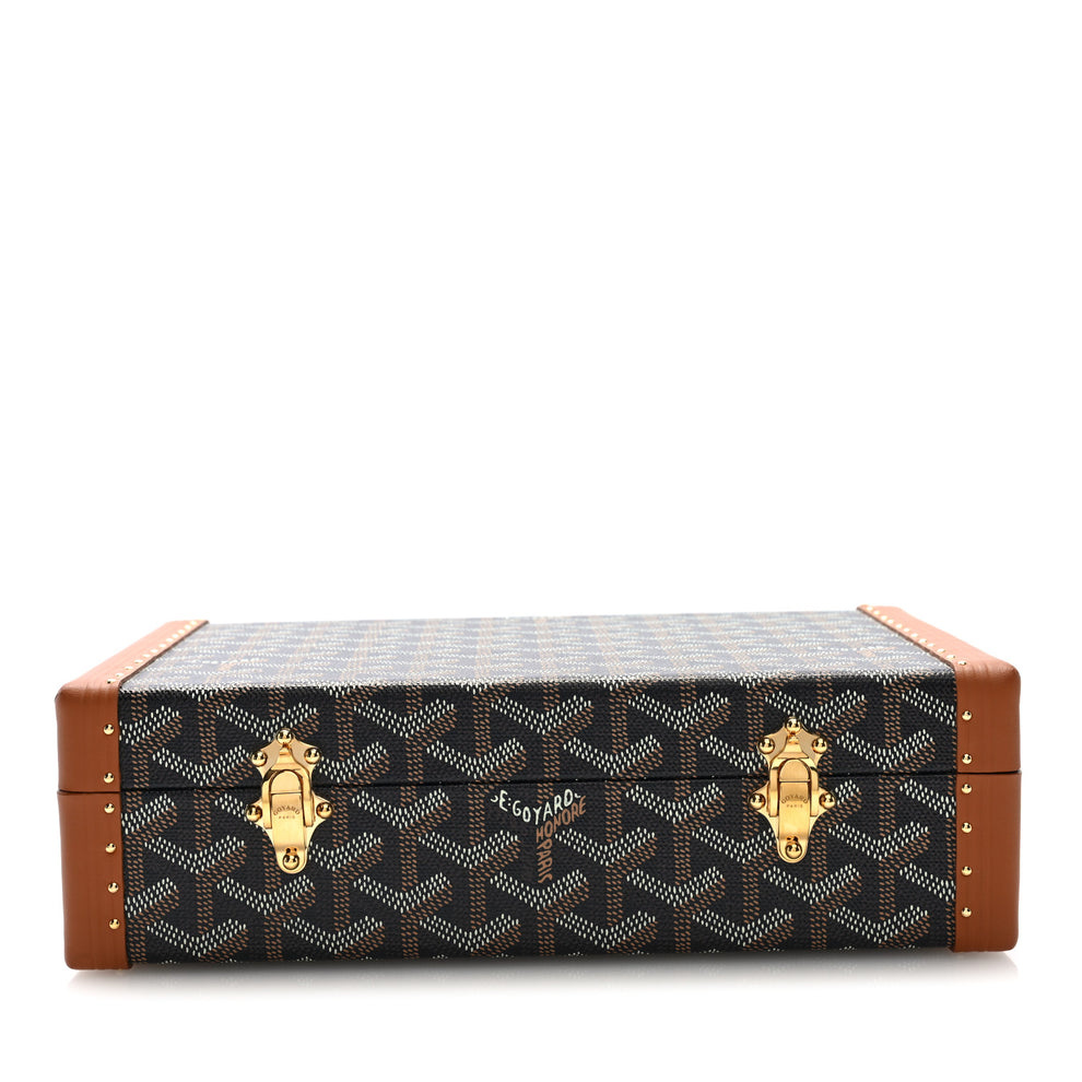 Goyardine Vendome Jewelry Case Black Tan