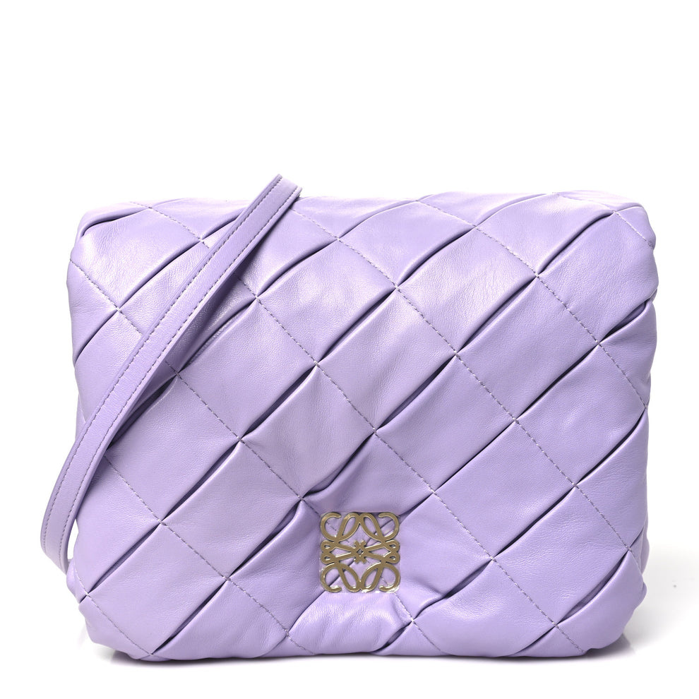 Lambskin Pleated Goya Puffer Bag Light Mauve
