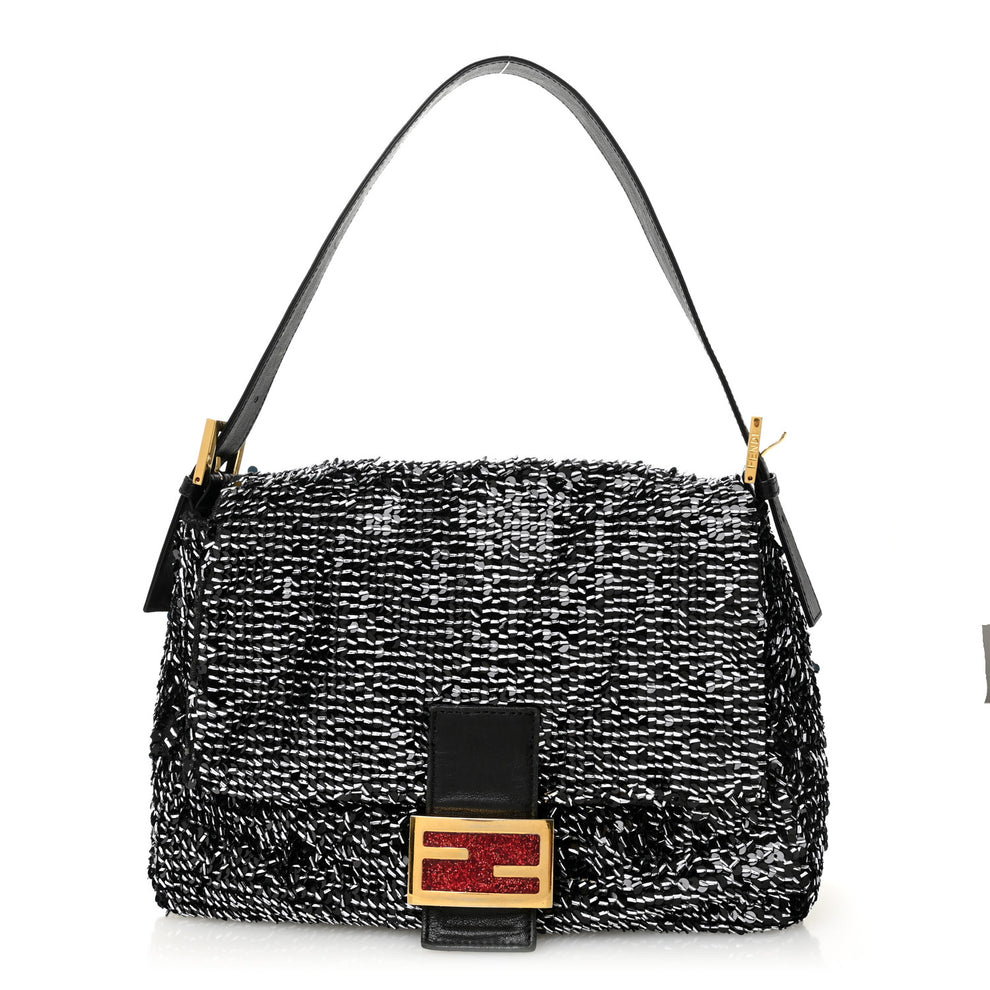 Sequin Nappa Mama Baguette Black