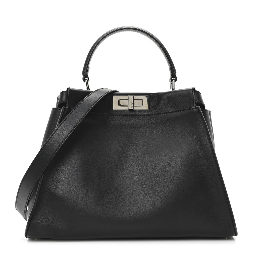 Vitello Seta Snakeskin Crocodile Monster Eyes Medium Peekaboo Iconic Satchel Black Girasole