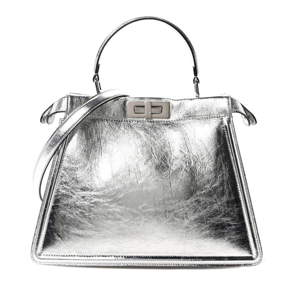 Rock Millenium Laminata Medium Peekaboo I SEE U Satchel Argento