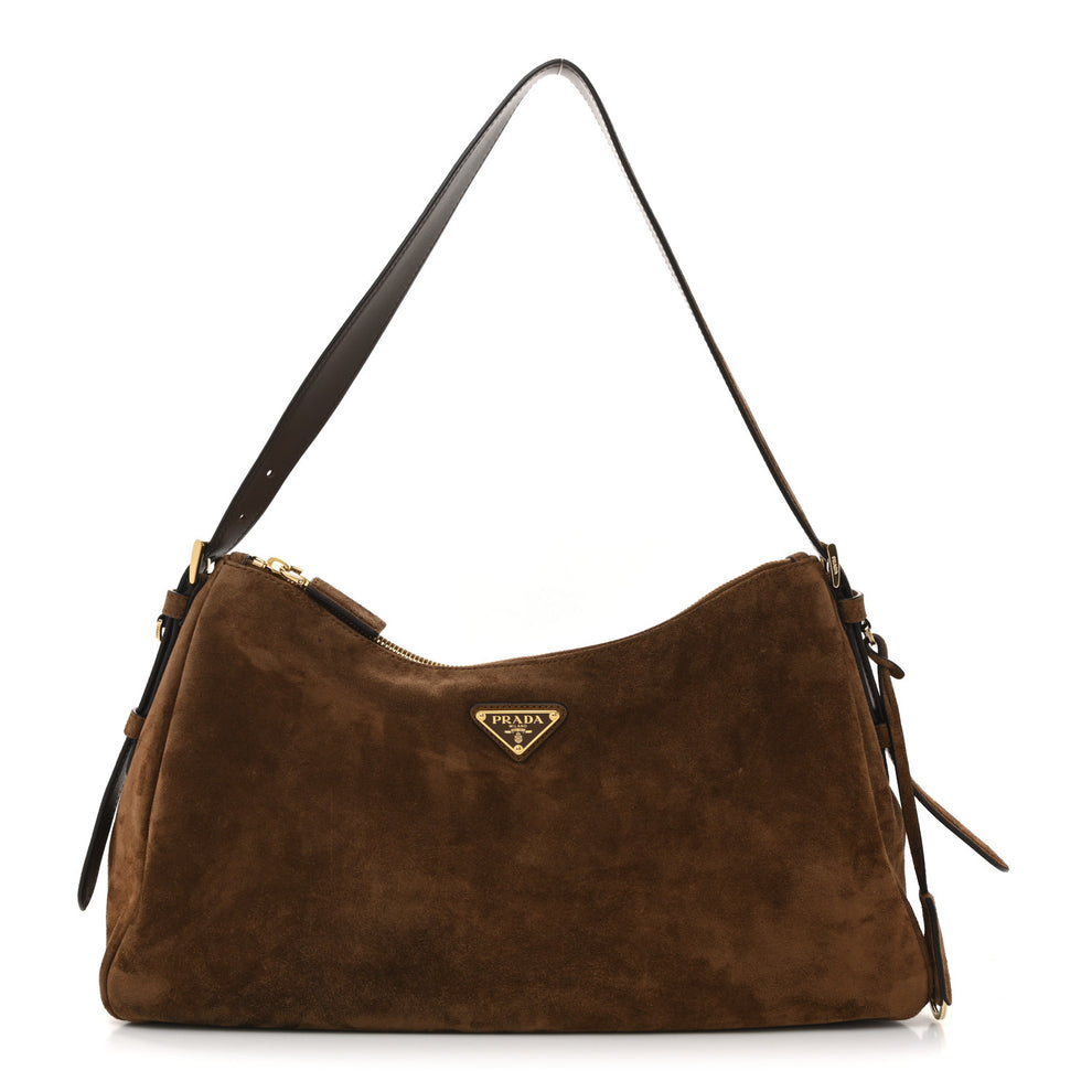 Scamosciato Suede Large Aimee Shoulder Bag Cacao
