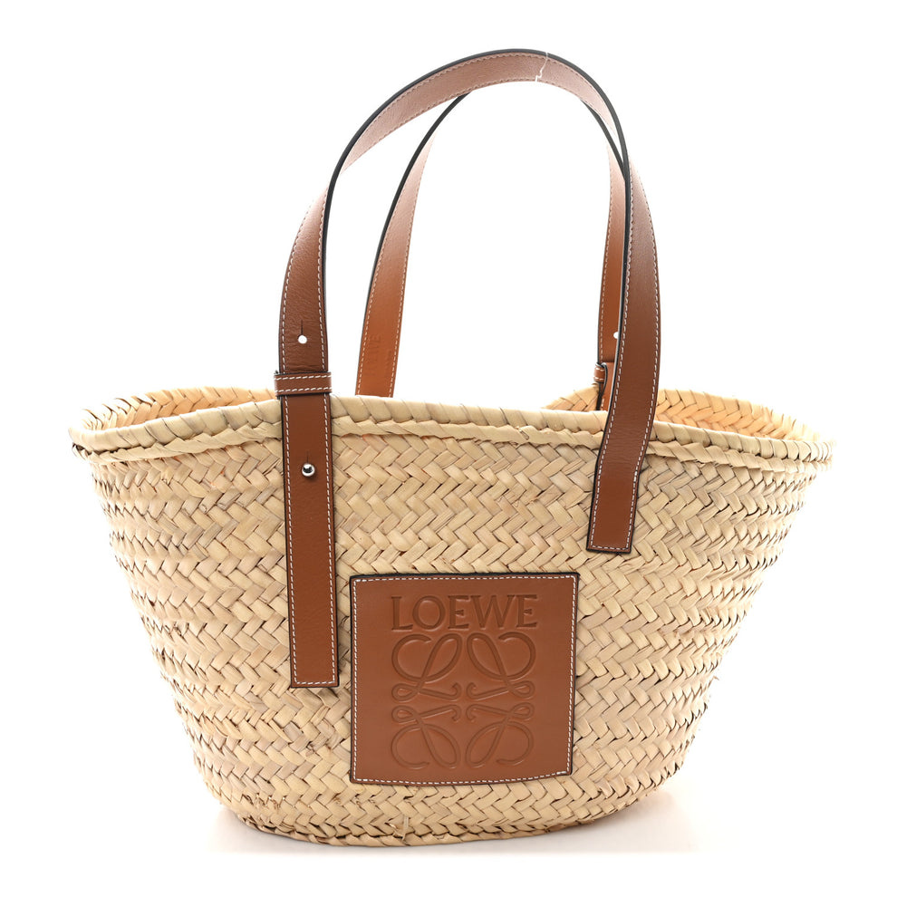 Raffia Medium Basket Tote Bag Natural Tan