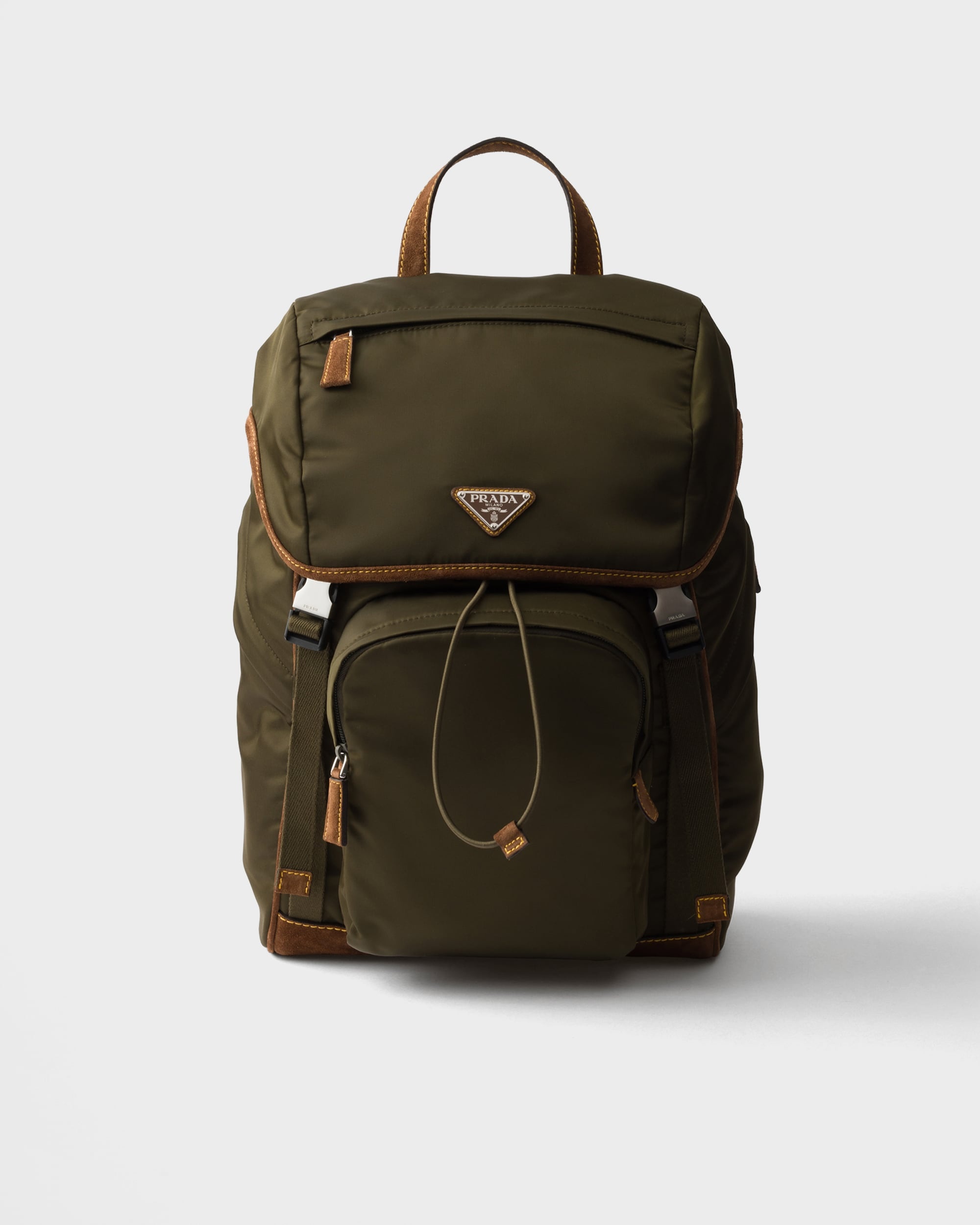 Re-Nylon and suede backpack