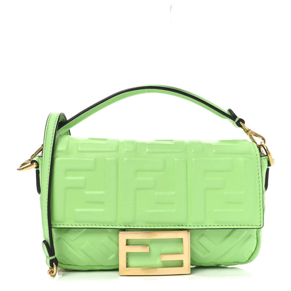 Nappa FF 1974 Embossed Mini Baguette Edamame