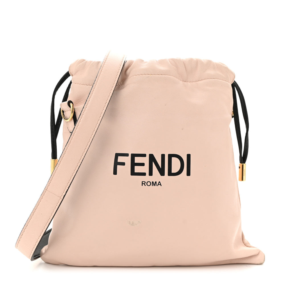 Soft Nappa Logo Small Drawstring Pouch Bag Rosa Quarzo Black