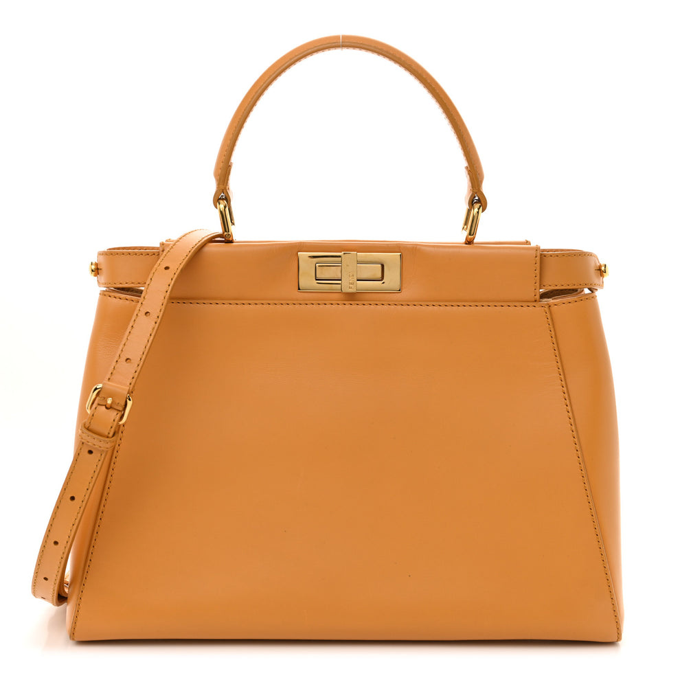 Vitello Morgan Beaded Medium Peekaboo Iconic Satchel Oro Soft