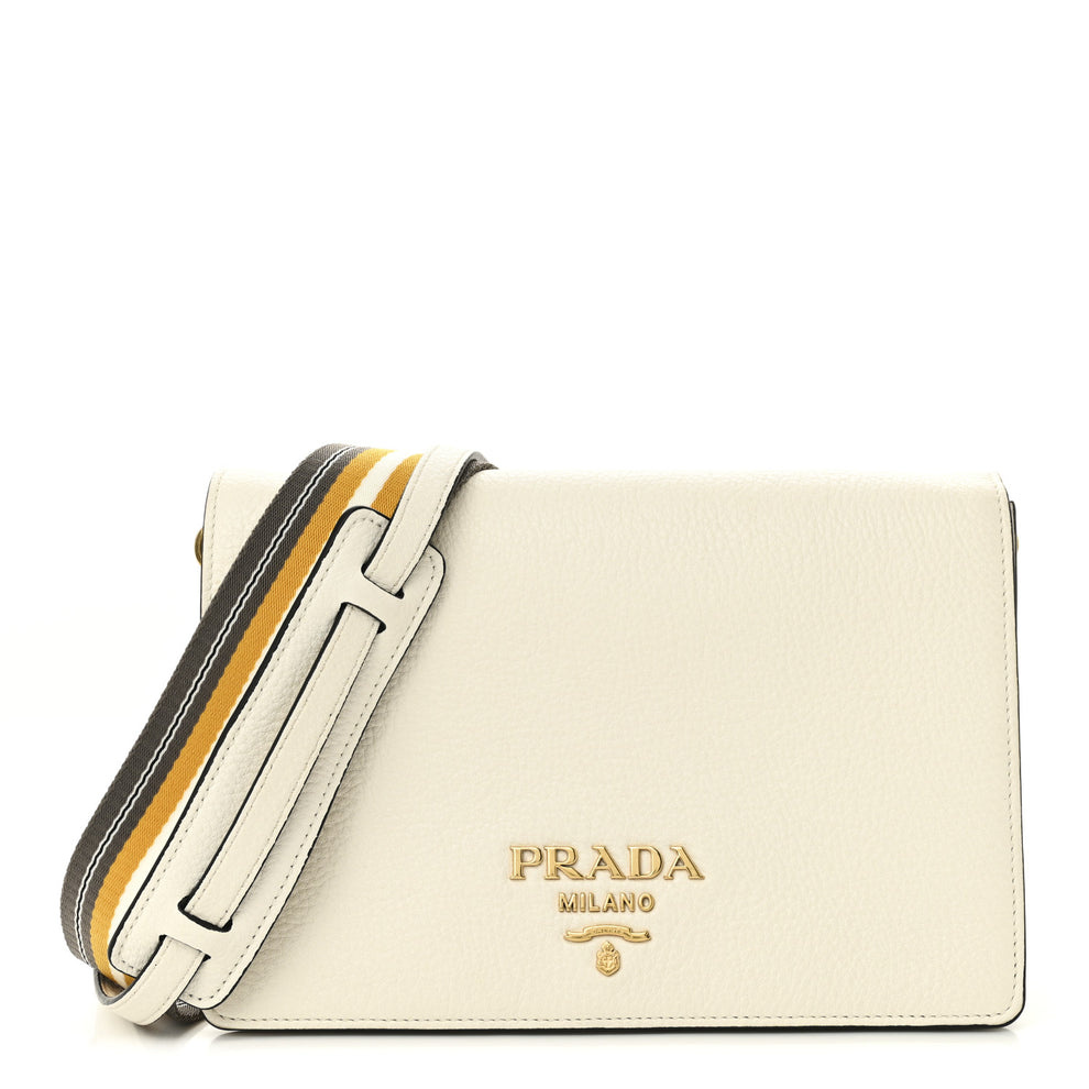 Vitello Daino Flap Crossbody Bianco