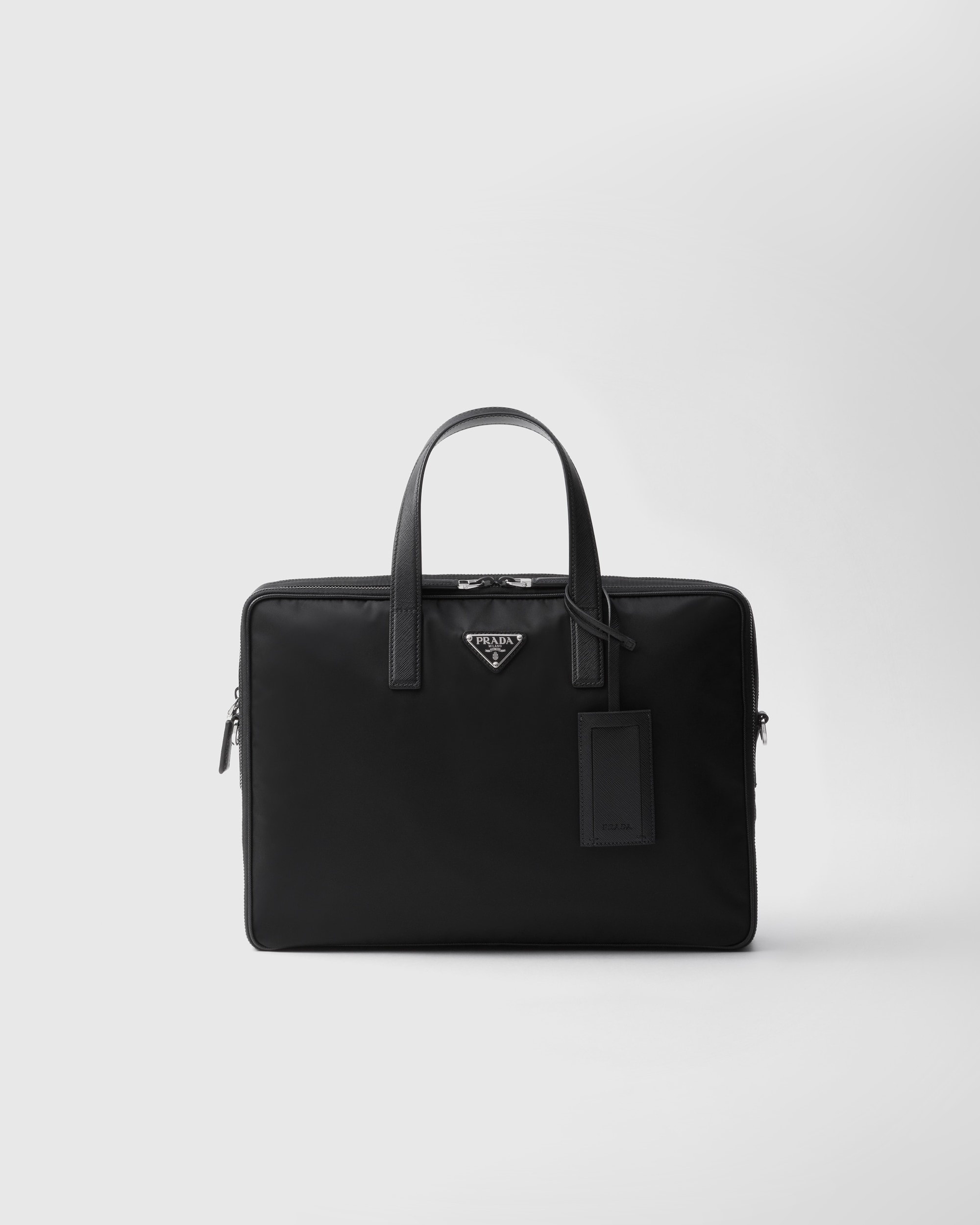 Re-Nylon and Saffiano leather briefcase