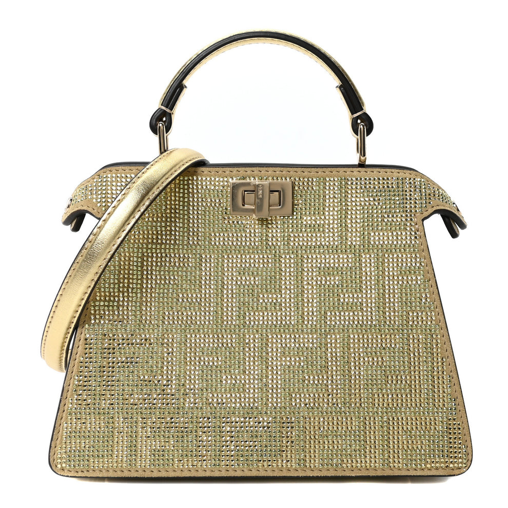 Crystal Vitello Laminato FF Petite Peekaboo I SEE U Satchel Platino