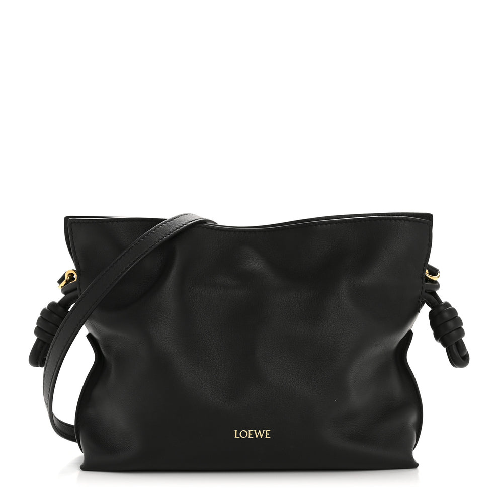 Calfskin Mini Flamenco Knot Clutch Black