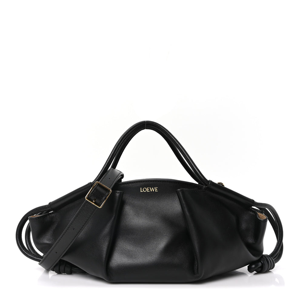 Shiny Nappa Calfskin Small Paseo Bag Black
