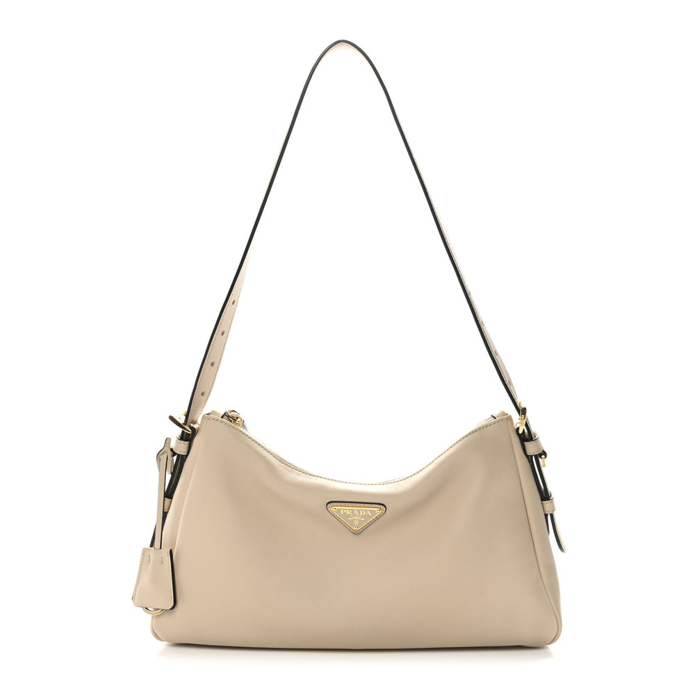 Soft Calfskin Medium Aimee Shoulder Bag Travertine