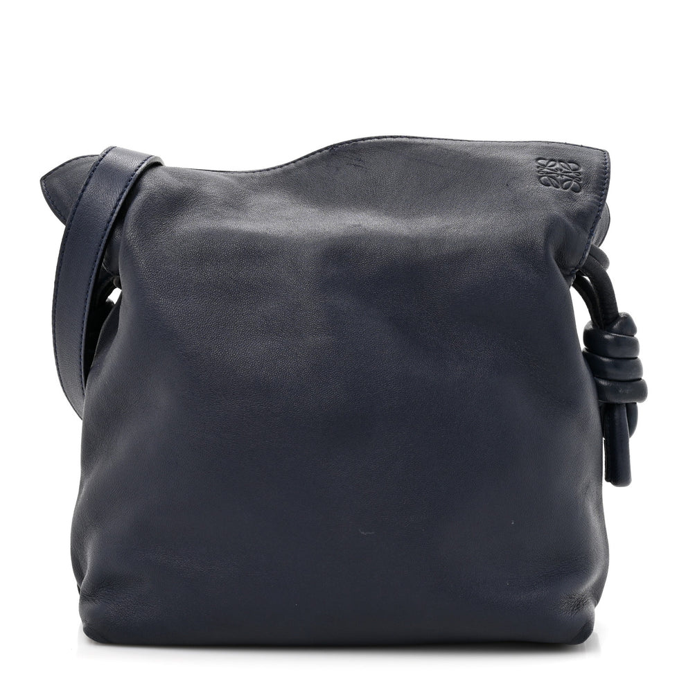 Calfskin Mini Flamenco Knot Clutch Abyss Blue