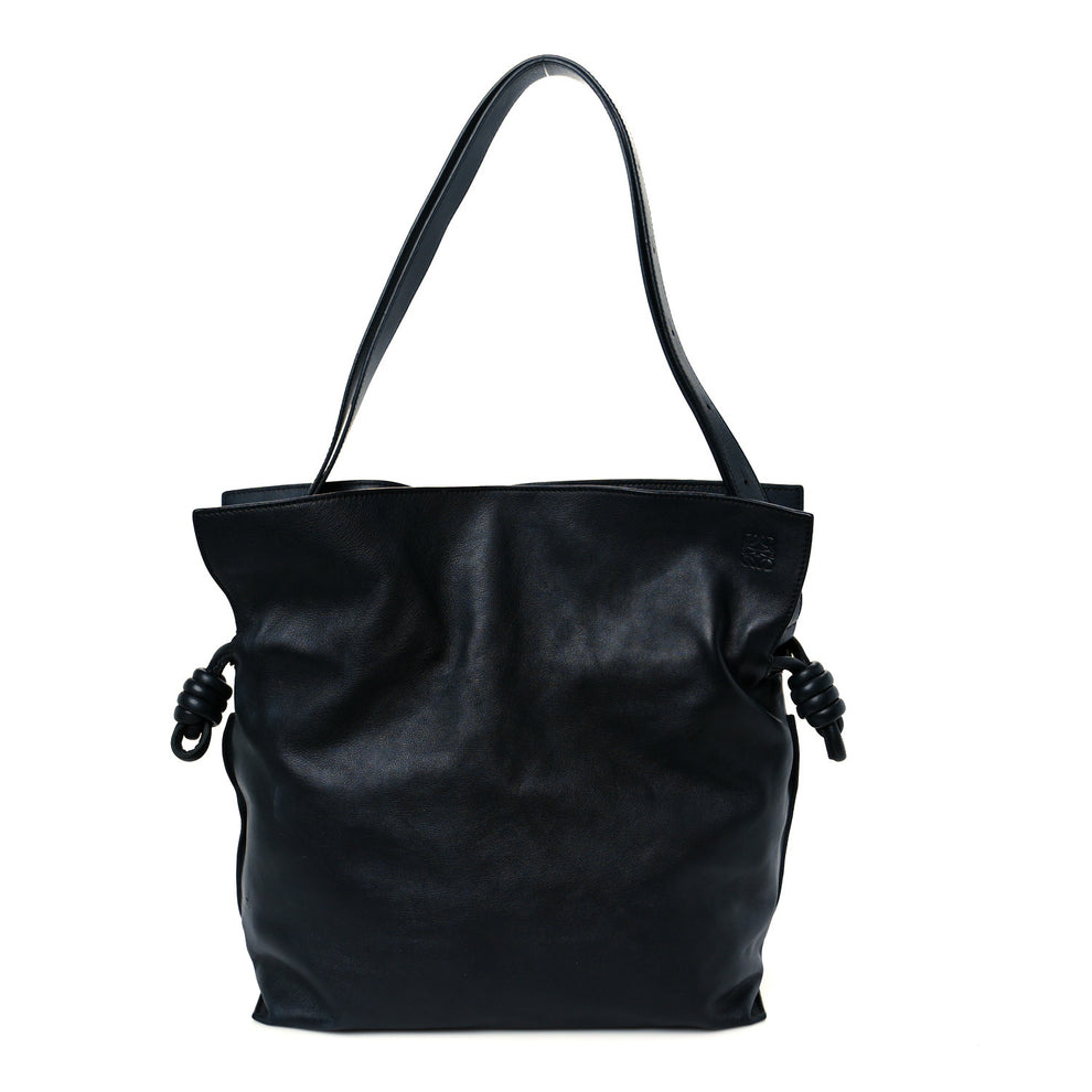 Calfskin Large Flamenco Knot Bag Black