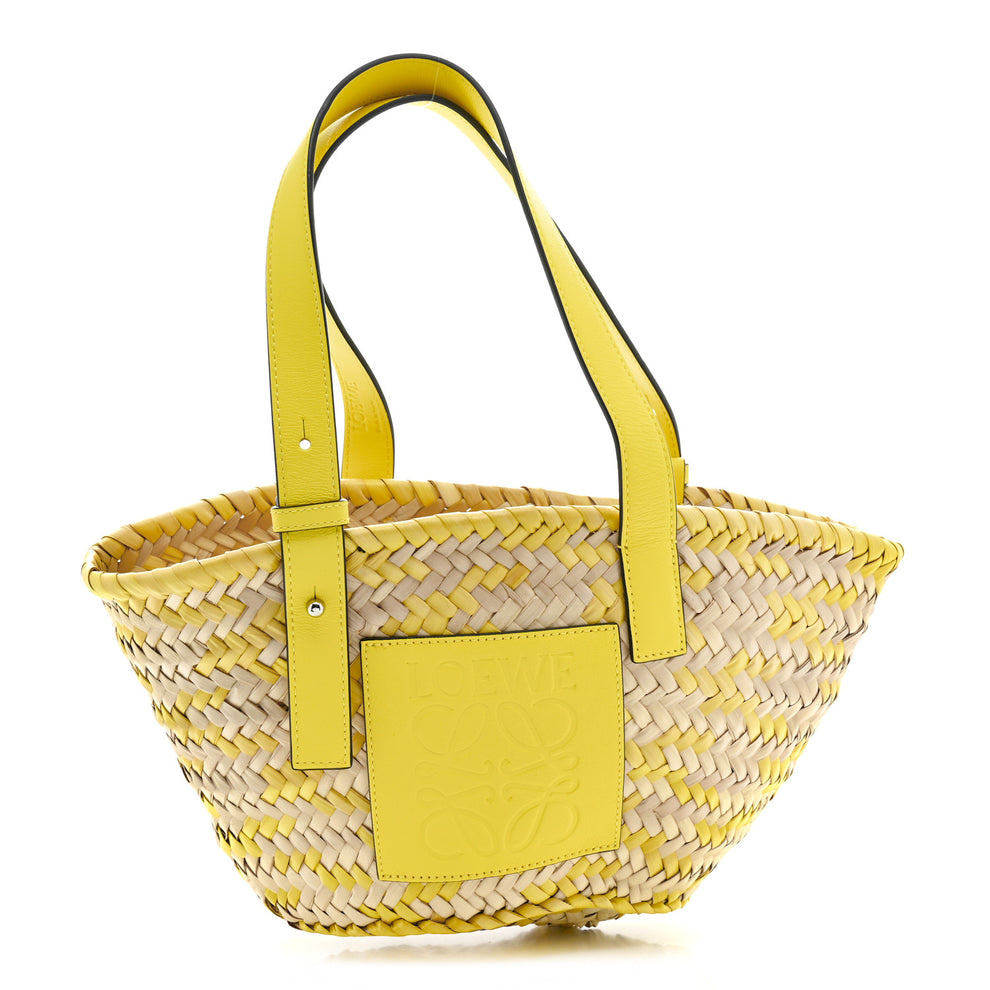 Raffia Small Basket Tote Bag Natural Yellow