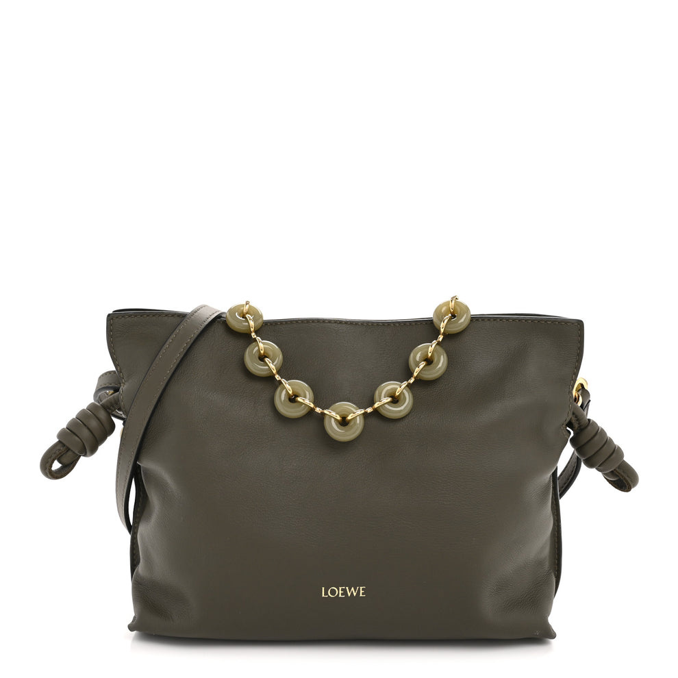 Mellow Nappa Donut Chain Flamenco Knot Clutch Khaki Green