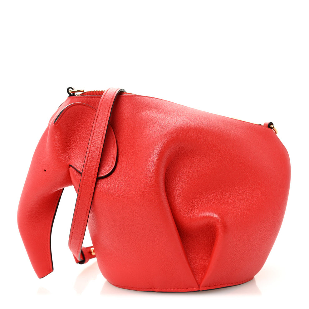 Calfskin Mini Elephant Crossbody Bag Scarlet Red