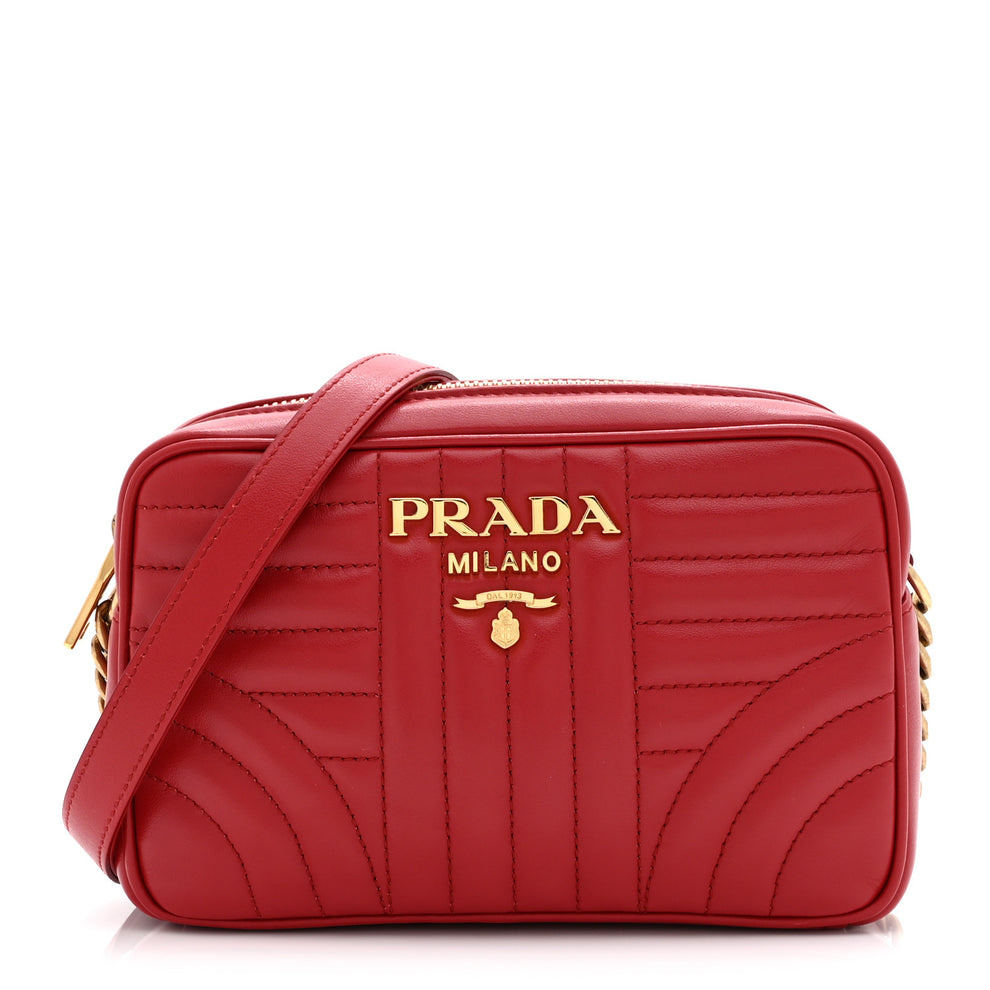 Soft Calfskin Diagramme Camera Bag Rosso