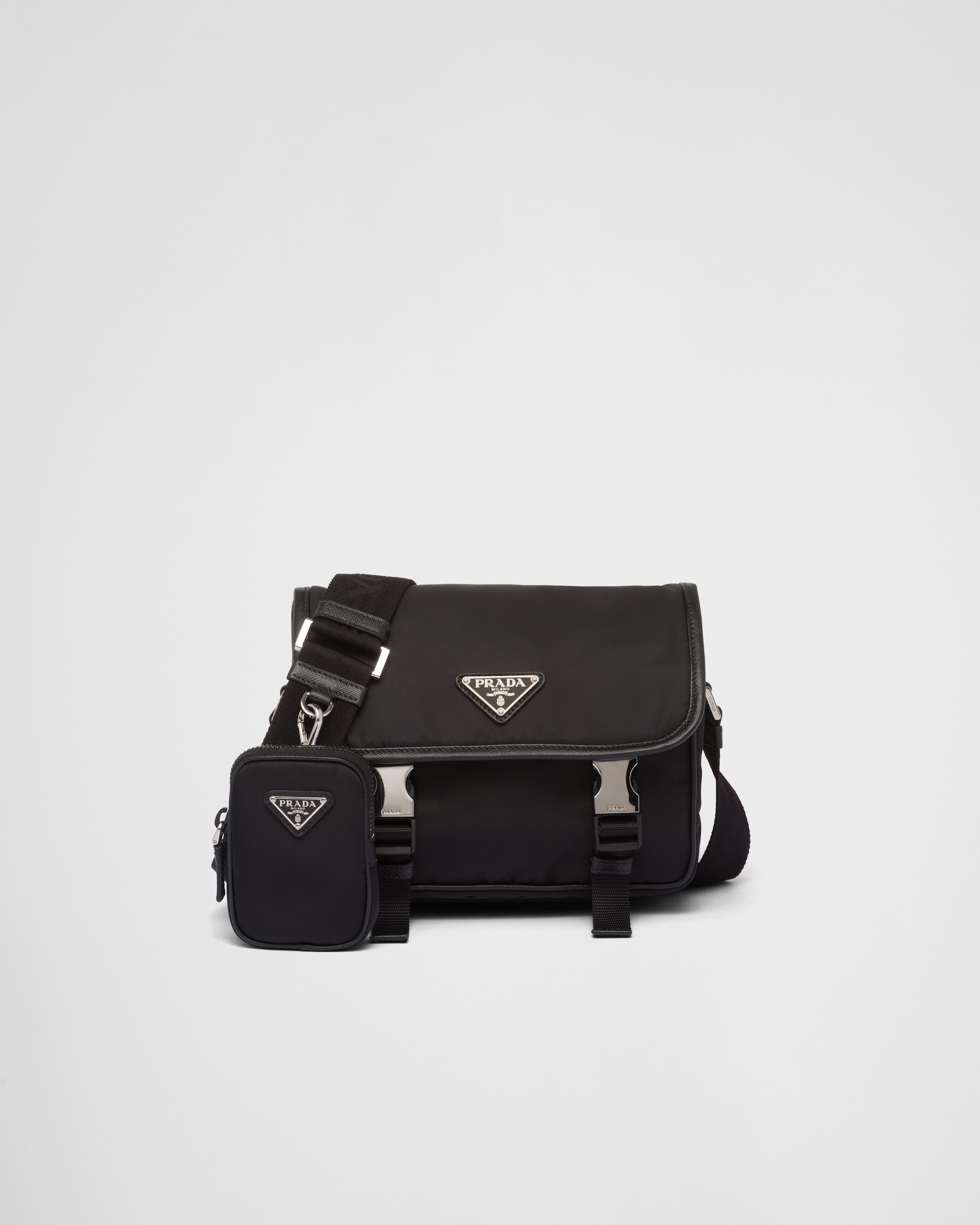 Re-Nylon and Saffiano leather shoulder bag