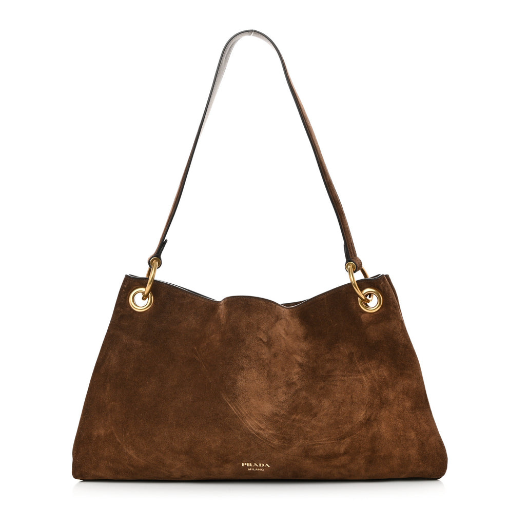 Suede Large Etude Shoulder Bag Cocoa Brown