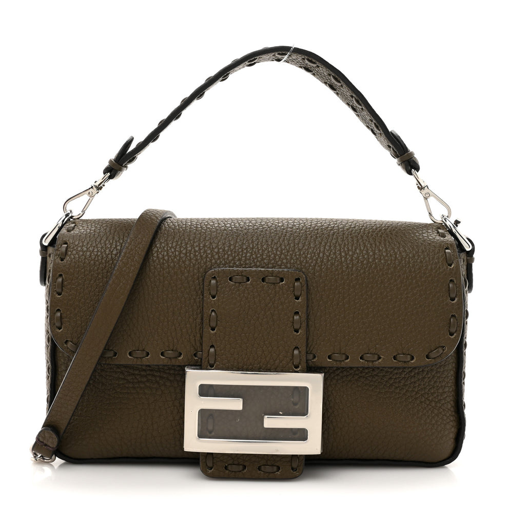 Cuoio Roma Sellerissima Nappa Sintetica Tape Stitch Mini Baguette Argento