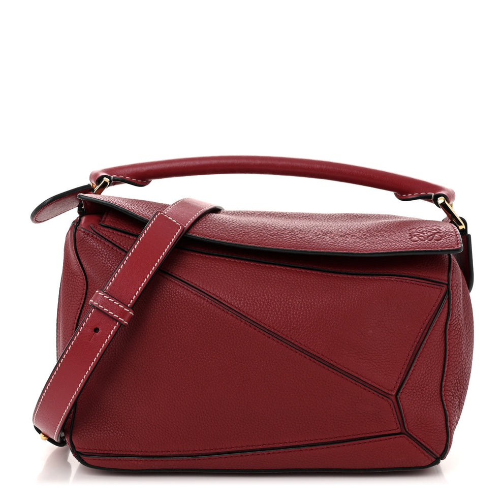 Grained Calfskin Small Puzzle Bag Rouge