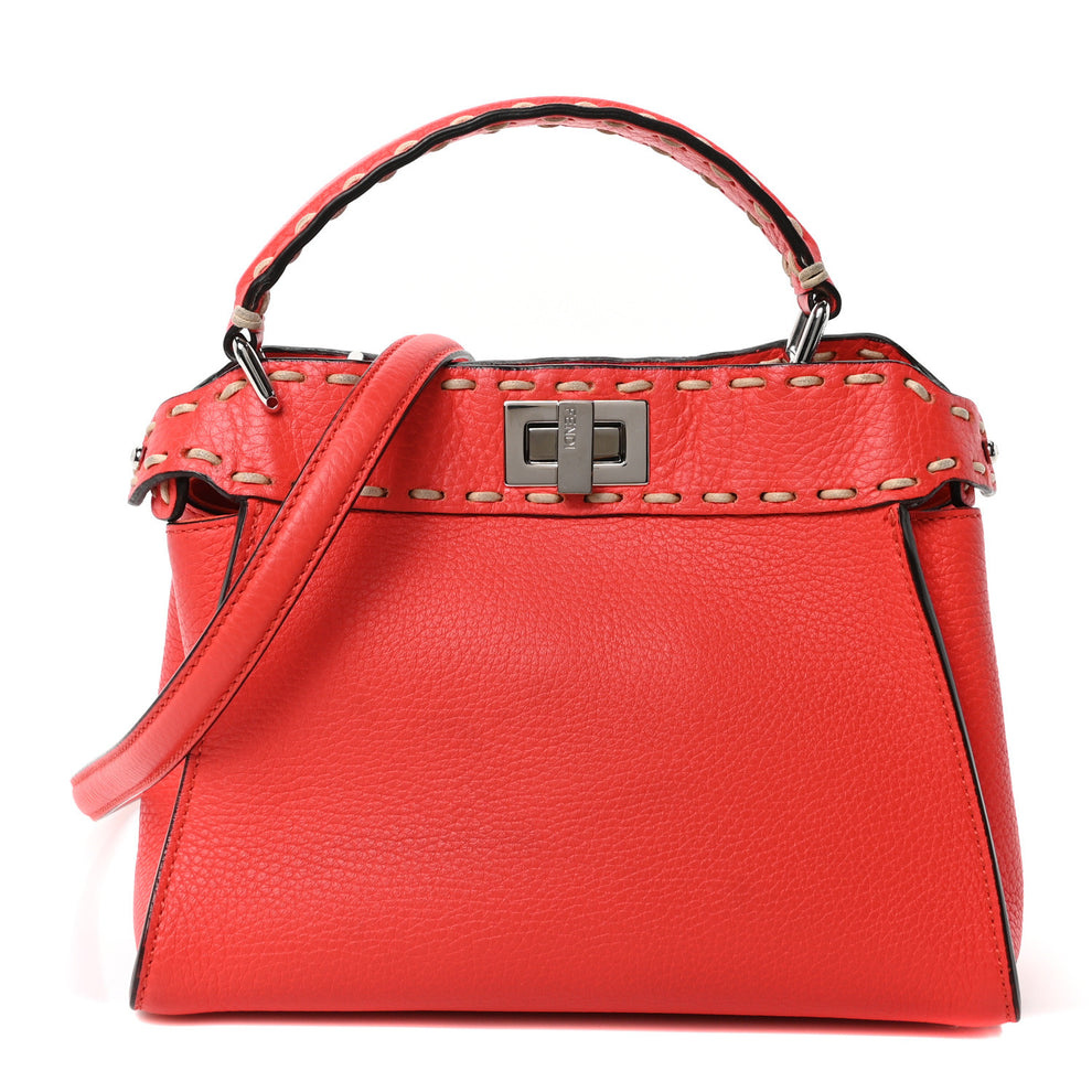 Vitello Granato Camoscio Selleria Macro Stitchings Mini Peekaboo I SEE U Satchel Tullipano