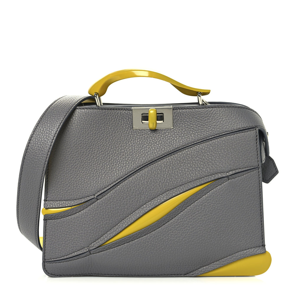 X MA YANSONG Cuoio Romano Aluminum Bi-Color Mini Peekaboo I SEE U Satchel Grey Yellow