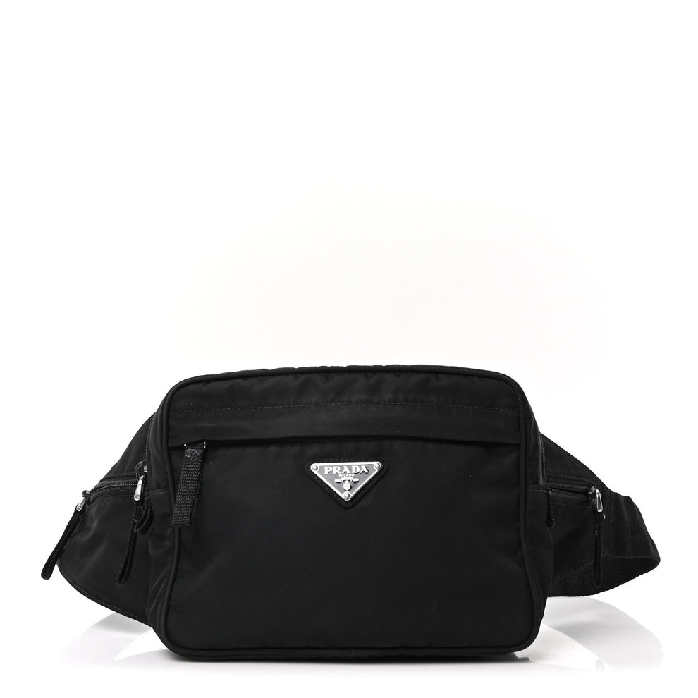 Tessuto Nylon Double Pocket Belt Bag Black