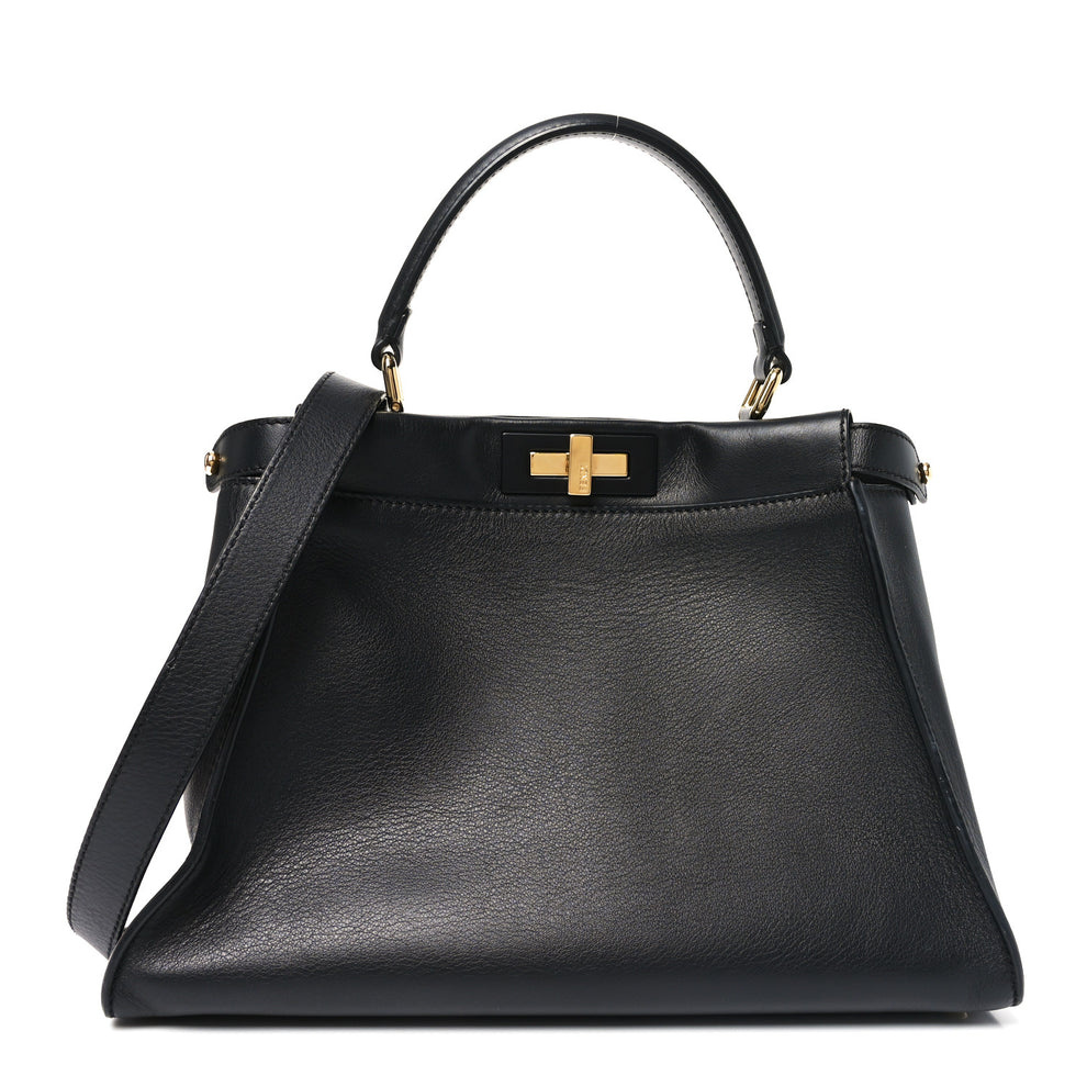 Calfskin Velvet Fun Fair Medium Peekaboo Iconic Satchel Night Blue Multicolor