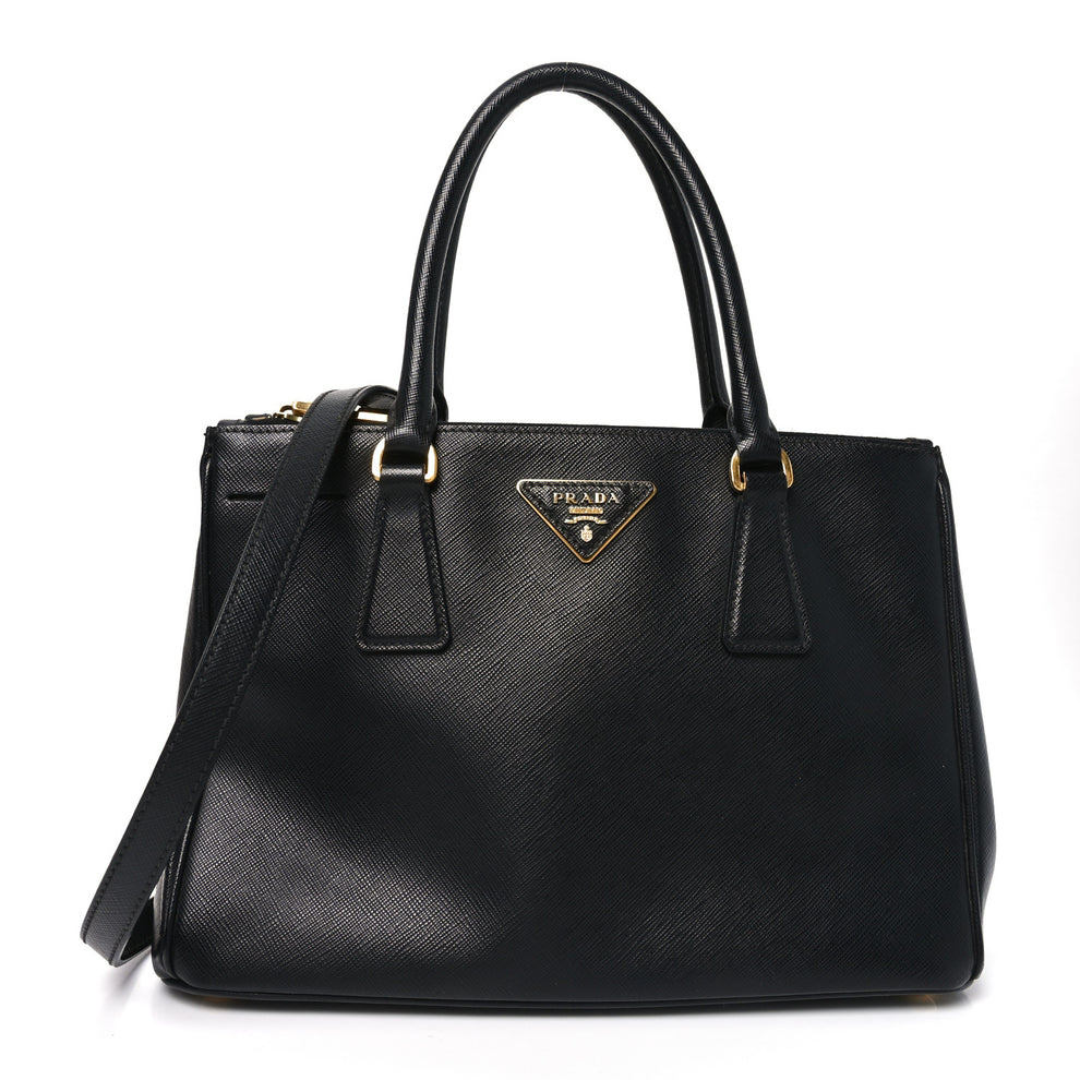 Saffiano Small Galleria Double Zip Tote Black
