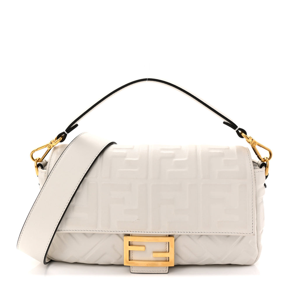 Nappa FF 1974 Embossed Baguette White