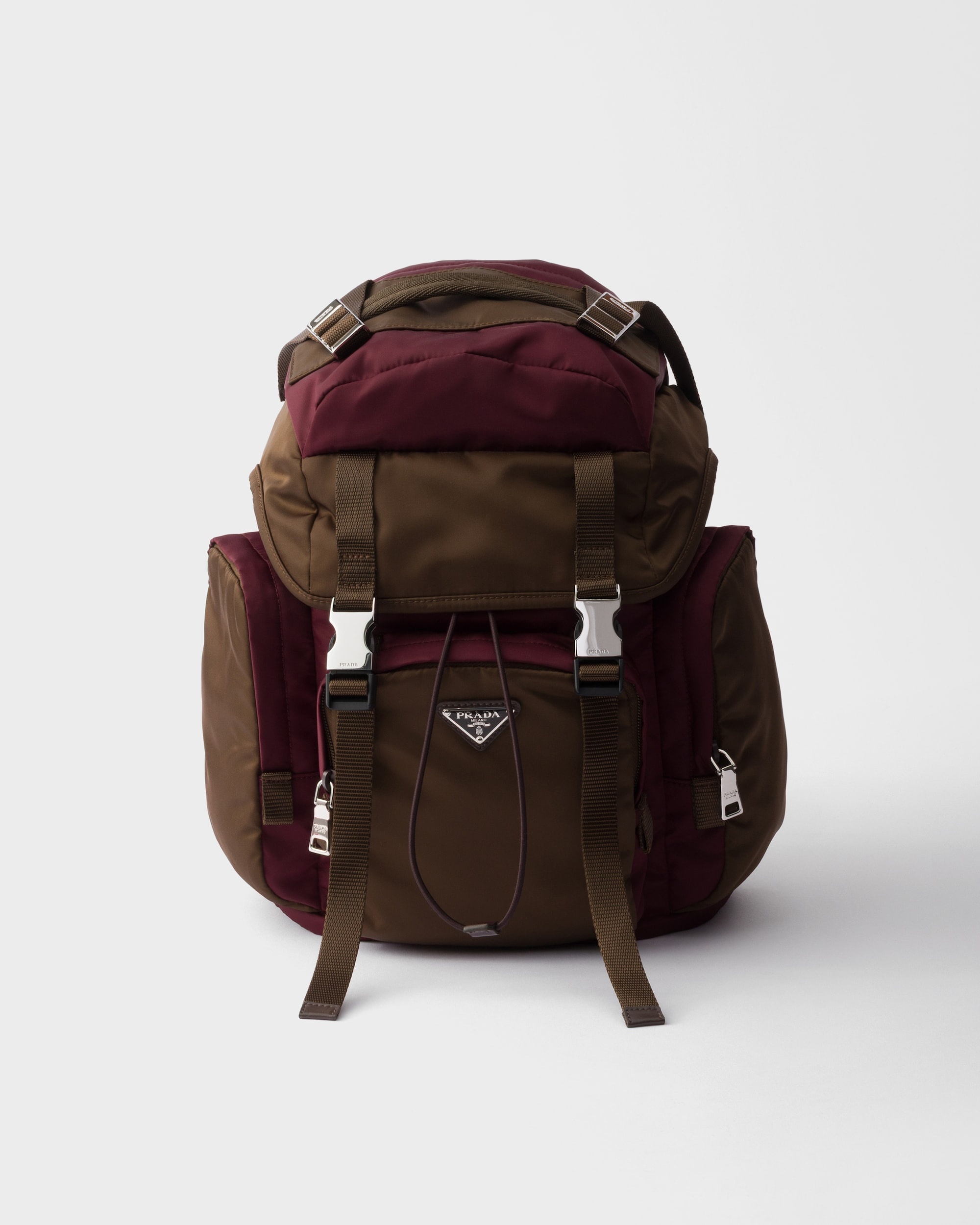 Re-Nylon and leather backpack