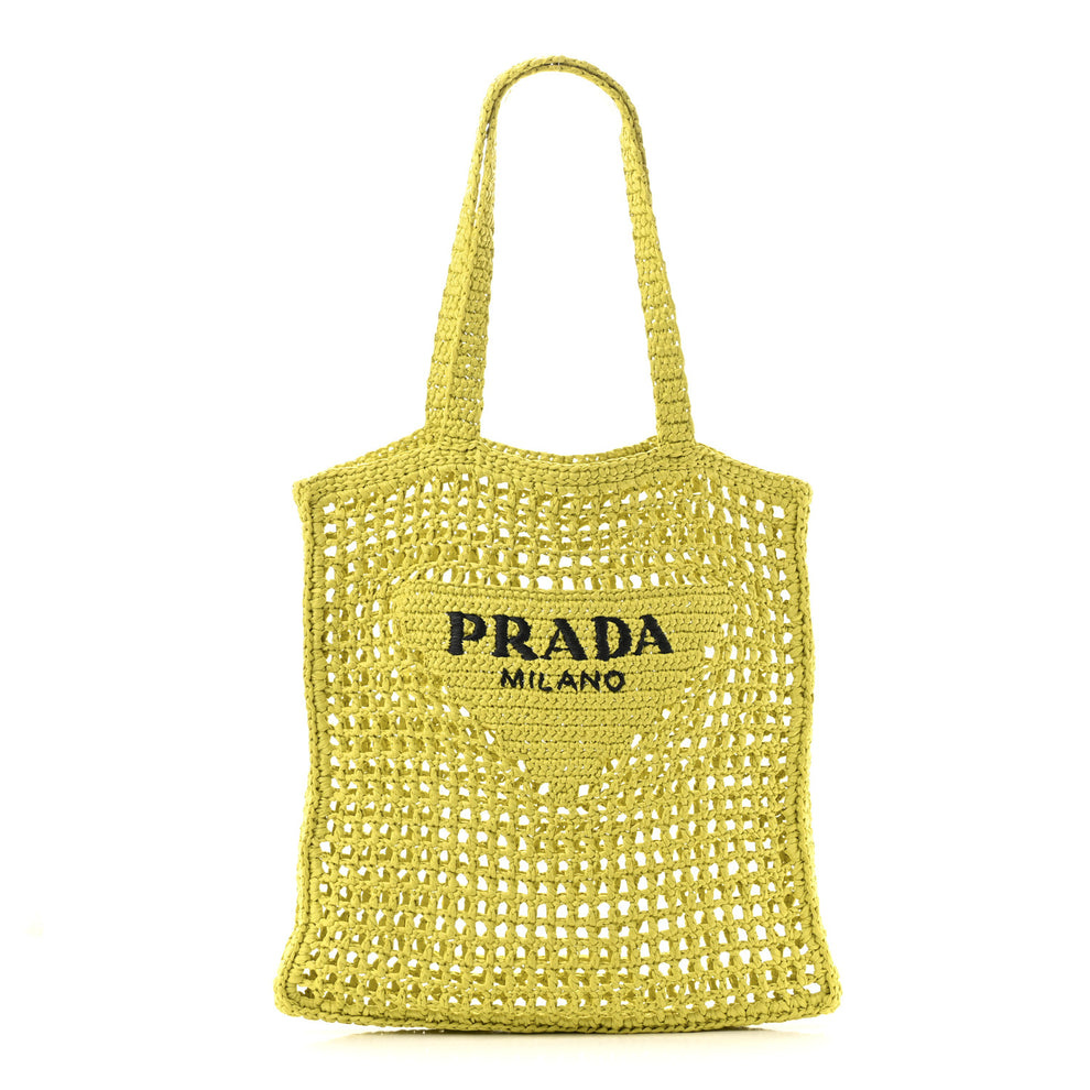 Yarn Raffia Effect Crochet Logo Embroidered Tote Bag Cedro